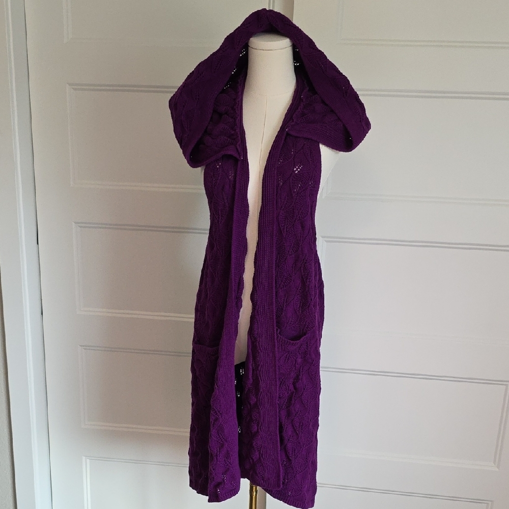 Stylish Purple Hooded Knit Vest